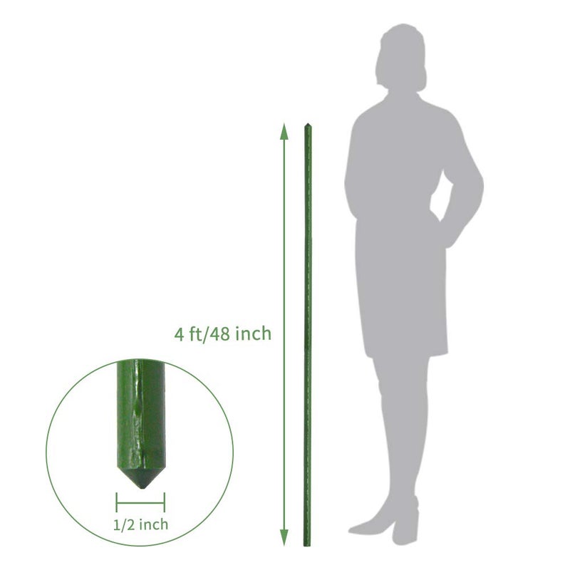 Growsun 4ft Garden Stakes Metal Plastic Coated Plant Cage Supports Tomato Stakes Trellis Climbing for Tomatoes,Trees,Cucumber,Fences,Beans,25 Pack - Image 2